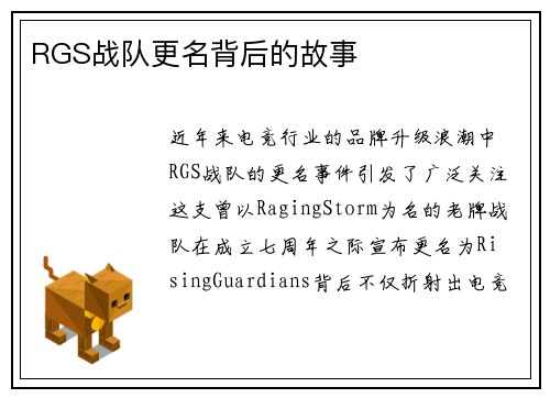 RGS战队更名背后的故事
