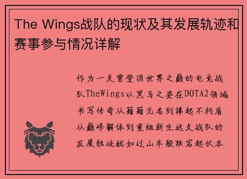The Wings战队的现状及其发展轨迹和赛事参与情况详解